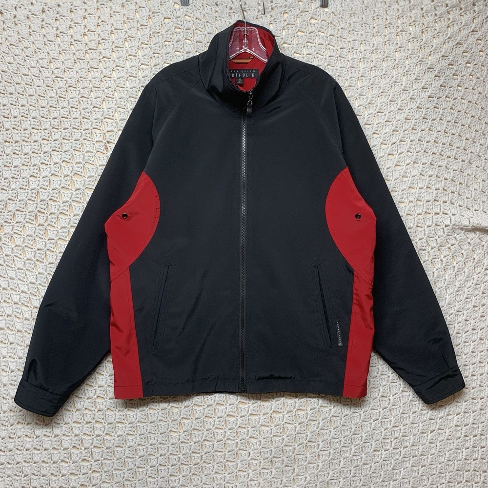 Perry Ellis Portfolio Microfiber Jacket‎ Mens M Black Windbreaker Lightweight